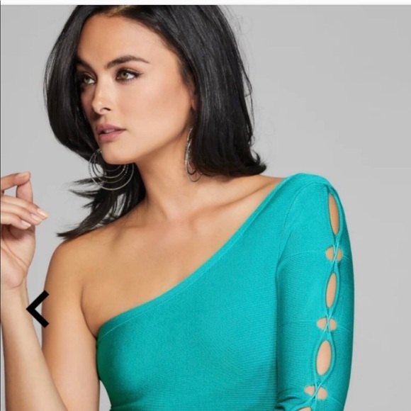 MARCIANO Guess Turquoise Teal Bandage Bodycon Dress - Size XXS, 00 - Picture 3 of 5